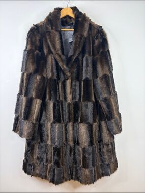 Olympia Faux Fur Coat Womens 2X Dark Brown Plush Mink Long Maxi Luxe Retro